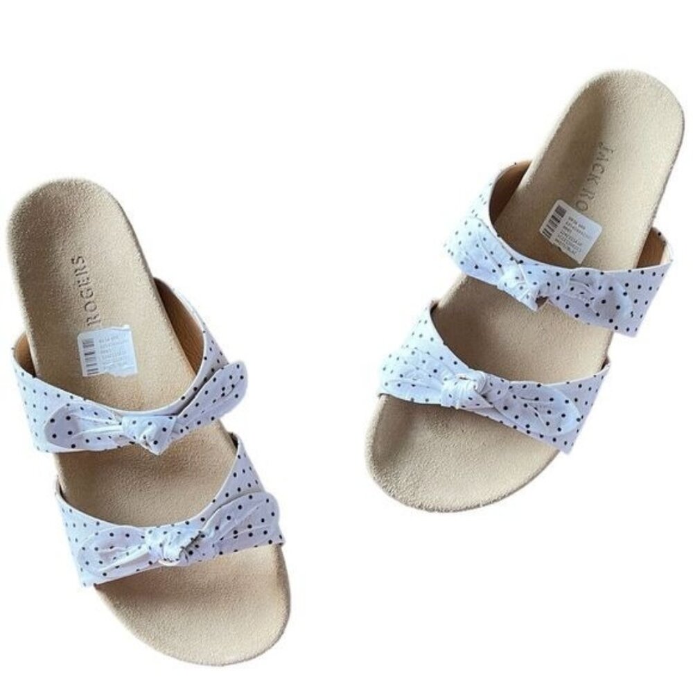 Jack Rogers Polka Dot Rose Double Knot Comfort Slide Sandals Two Strap 11 NWOB